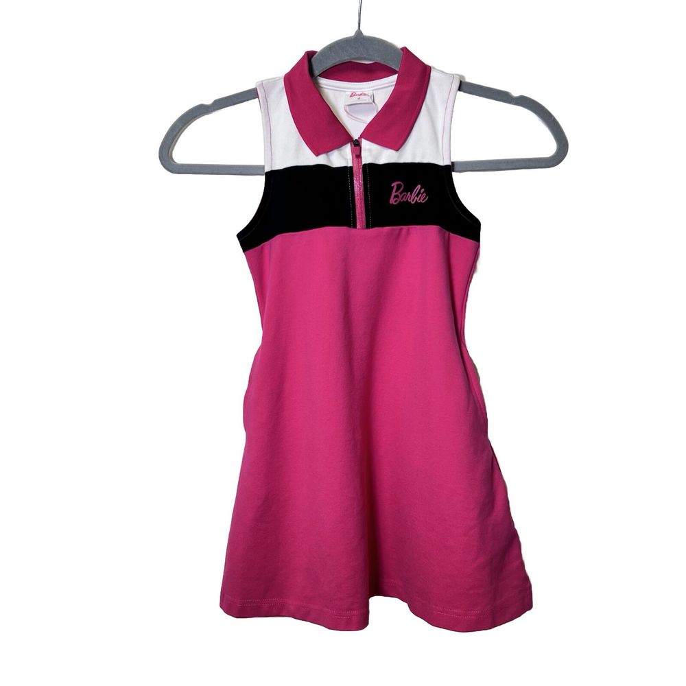 Barbie Mattel Girls Size 4 Sleeveless Dress Pockets Collared Neck NEW
